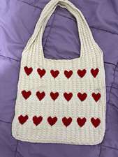 Natural Crochet Tote Bag with Suede-Look Fabric Handle — listing 5