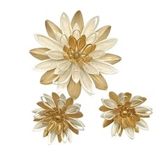 Sarah Coventry Water Lily Brooch and Earrings Set Cream Enamel Gold Tone — listing 2