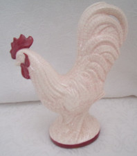 Vintage Ceramic Rooster Figurine, Black White and Red Hand-Painted