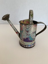Vintage Tin Litho Child's Toy Watering Can with Circus/Carousel Graphics — listing 2