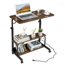 Industrial Style Single-Pedestal Writing Desk with Faux Wood Top and Black Metal Frame — listing 6