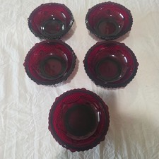 Avon 1876 Cape Cod Ruby Red Glass Dessert/Sherbet Cups and Saucers Set — listing 2