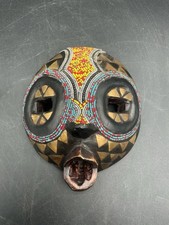 Carved African Wood Face Mask on Wooden Display Stand, listing 4