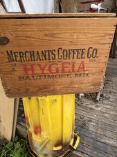 Antique Wooden Box Coffee Grinder with Cast Iron Hopper and Crank — listing 2