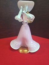 Murano Pink & Gold Aventurine Glass Figurine, Lady with Flower Basket — listing 4