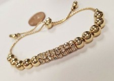 Long Beaded Necklace with Smoky Grey Faceted Crystal and Matte Gold-Tone Metal Beads — listing 3