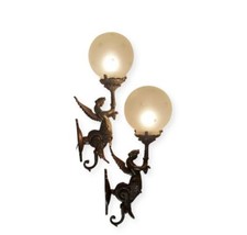 Antique Art Nouveau Brass Figural Mermaid Wall Sconce with Crystal Beaded Basket — listing 2
