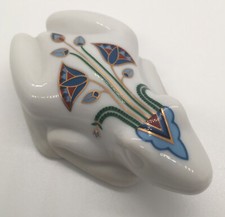 Elizabeth Arden Porcelain Frog Pomander / Potpourri Figurine, Red and White with Gilt Accents — listing 4