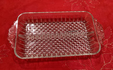Vintage Pressed Glass Rectangular Relish Dish with Scalloped Rim and Hobnail Pattern — listing 2