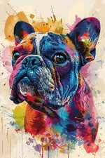 Colorful Pop-Art English Bulldog Canvas Print, Signed S. Wac — listing 5