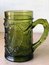 Vintage Avocado Green Pressed Glass Punch/Tea Cup with Swirl Panel Pattern — listing 6