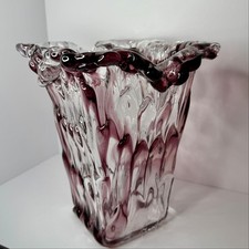 Heavy Lead Crystal Freeform Swirl Art Glass Vase — listing 2