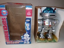 Vintage Battery-Operated Walking Toy Robot, Blue & Yellow Plastic, Unmarked — listing 6