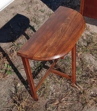 Vintage Demilune Console/Side Table with Turned Column Legs and Lower Shelf — listing 3