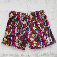 Overtime Athletic Mesh Shorts Blue Yellow Abstract Print