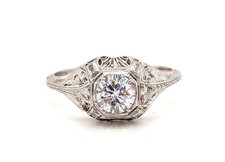 Art Deco Filigree Ring with Old European Cut Diamonds and Sapphire Accents — listing 5