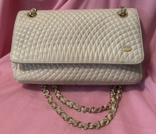 Cream Diamond-Quilted Flap Shoulder Bag with Silver Turn-Lock Clasp Yes - designer brand — listing 6