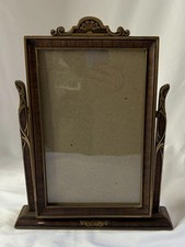 Antique Art Deco Swivel Tabletop Picture Frame with Ornate Cast Crest — listing 3