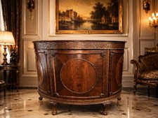 Queen Anne Style Mahogany Sideboard / Server with Cabriole Legs and Carved Shell Apron — listing 3