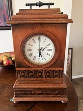 Ethan Allen Wood Mantel Shelf Clock with Brass Roman Numeral Dial — listing 6
