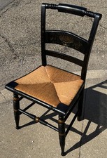 Vintage Hitchcock-Style Stenciled Dining Set - Drop-Leaf Table with Grape Motif Windsor Chairs 4 chairs + table — listing 3
