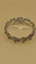 Silver-Tone Plumeria Flower Ring with Central Rhinestone — listing 6