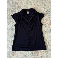 Anne Klein Black Sleeveless Zip-Front Blouse with Gold Hardware — listing 4