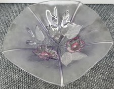 Mikasa Frosted Orchid Oval Glass Dish with Gold Rim — listing 2