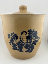 Pfaltzgraff Folk Art Handled Jug / Bottle with Blue Floral Design — listing 4