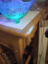 Green Uranium (Vaseline) Glass Depression-Era Ribbed/Swirl Console Bowl with Square Foot — listing 6