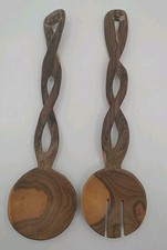 Handmade Wooden Salad Servers, Blue Dyed Swirl Grain, 9 inch Set of 2 — listing 2