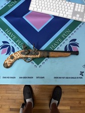Decorative Replica 18th Century Style Flintlock Pistol with Faux Ivory Grip — listing 4