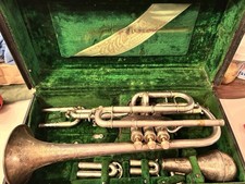 Antique Silver-Plated Cornet with Top-Action Piston Valves — listing 5