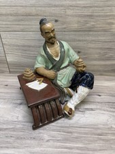 Chinese Shiwan Mudman Figurine - Seated Elder Fisherman with Basket and Jug — listing 3