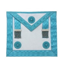 Masonic Craft Lodge Officer's Apron with Light Blue Silk Trim, Rosettes, and Silver Bullion Tassels — listing 4