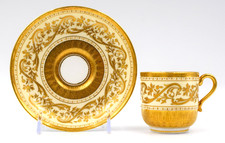 Minton Hexagonal Demitasse Cup & Saucer with Rose Basket Pattern