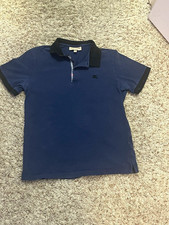 Burberry London Blue Piqué Cotton Polo Shirt with Nova Check Placket, Size L — listing 6