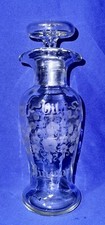 Vintage Clear Glass Kerosene Oil Lamp with Etched Torch & Wreath Chimney — listing 3