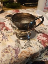 Antique Silver Plate Water Pitcher with Gadrooned Body & Ball Feet 10in