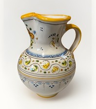 Mexican Talavera-Style Hand-Painted Ceramic Pitcher with Red Handle and Floral Motif — listing 3