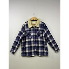 Soho Sherpa-Lined Plaid Fleece Shirt Jacket (Shacket), Men's XXL, Red/Black/Cream