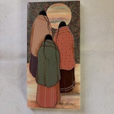 Set of Decorative Ceramic Art Tiles Featuring Native American Portraits by Rorex — listing 4