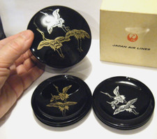 Japan Airlines (JAL) Black Lacquer Trinket Box with Gold & Silver Flying Crane Motif — listing 4