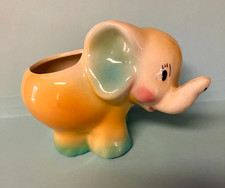 Vintage Figural Elephant Planter with Tree Stump Vase and Hand-Painted Flowers — listing 6
