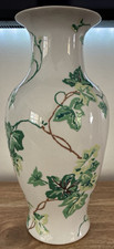 Chinese Hand-Painted Porcelain Decorative Bowl with Green Ivy/Grape Leaf Motif and Gilt Rim, listing 5