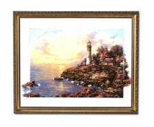 Framed Reproduction Photograph of Lightship / Screwpile Lighthouse in Gilt Frame — listing 3