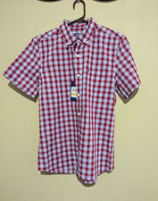 IZOD Men's Short Sleeve Plaid Button-Down Shirt, Size Large — listing 5