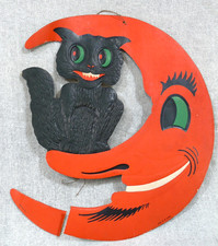 Vintage H.E. Luhrs Die-Cut Halloween Haunted House with Witch Cardboard Decoration, listing 5