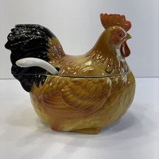 Figural Rooster Covered Candy Dish / Nappy in Amber and Red Glass — listing 6