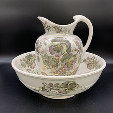 Antique Victorian Floral Transferware Wash Pitcher (Ewer) — listing 5